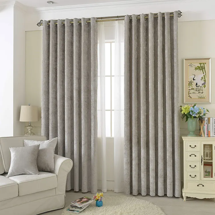 QINUO HOME 52"x63" Chenille Velvet Window Curtain for Bedroom Thermal Insulated Room Darkening Living Room Window Treatment