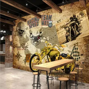 イポー英語の韓国の壁紙手描きのオートバイの壁画Omexcoの壁紙オンラインで購入するベーカリーの壁紙