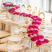 Table de mariage demi-lune en forme de S avec plateau en MDF blanc, table à manger