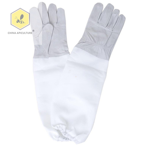 मधुमक्खी पालन उपकरण मोराकी चमड़े के लंबे कैनवास आस्तीन और लोचदार कफ के साथ Beekeeper के दस्ताने (मध्यम) - Product Image 5