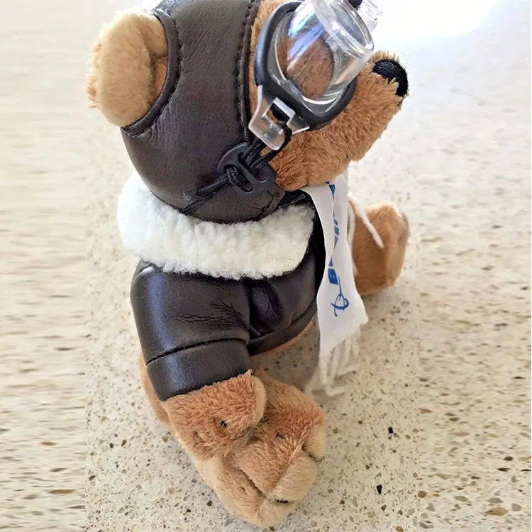 Uniforme personalizado de piloto, oso de peluche, juguete con cristal