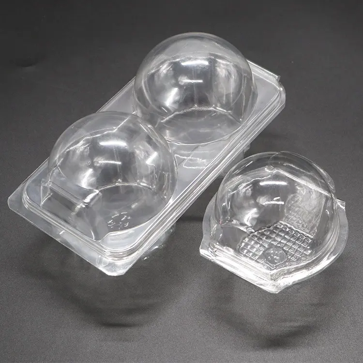 Cangkir Kubah Kecil Transparan Ganda Sekali Pakai Wadah Kotak Cupcake Tunggal Plastik Blister