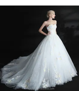 Gaya Buatan Khusus Elegan A-line Strapless Sifon Putih dengan Renda Gaun Pengantin Formal Gaun Pengantin