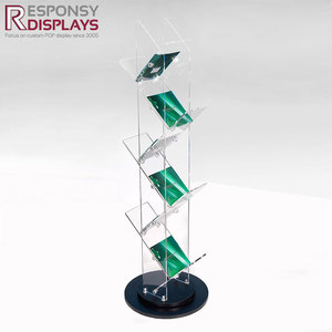 Bốn tầng trong suốt <span class=keywords><strong>Acrylic</strong></span> sàn Tạp Chí giá nghiêng Thiết kế kệ sách hiển thị đứng cho Thư Viện Văn phòng Phòng chờ đợi phòng - Product Image 1