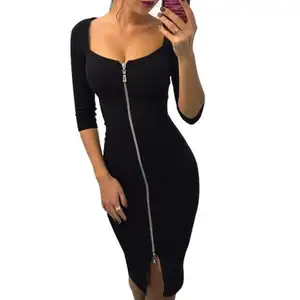 2019 Spring in stock new women's dress hot style tight zipper dress skirt