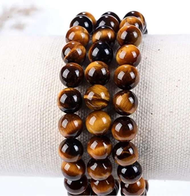 Natural 8mm Gorgeous A Yellow Tiger Eye Semi-Precious Gemstones Healing Crystal Stretch Beaded Bracelet Unisex