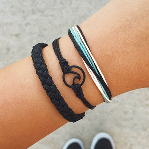 Ensemble de bracelets en corde cirée colorés faits à la main pour la Saint-Valentin, 3 pièces/ensemble, pour femmes, hommes, bracelets d'amitié - Product Image 5