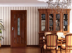 منزل باب المدخل الرئيسي نموذج هندسيا خشب متين لوحة نمط تصميم الزجاج - Product Image 2