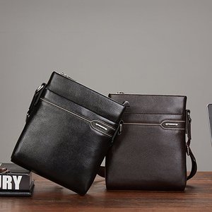 Borsa a <span class=keywords><strong>tracolla</strong></span> da <span class=keywords><strong>uomo</strong></span> in vera Cow Top in pelle a grana con chiusura a cerniera con Design a portafoglio lungo - Product Image 6
