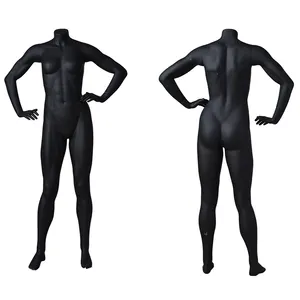 Black matt fiberglass sport strong lifelike headless bodybuilder muscle curvy female mannequin for sale