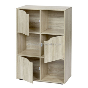 Estantería de libros de madera Natural, <span class=keywords><strong>6</strong></span> cubos, moderna, con puertas - Product Image 4