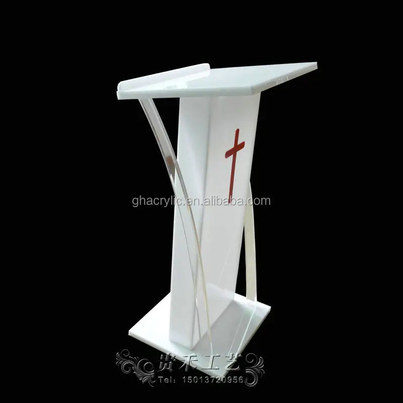 Guihe профессиональный дизайн и производство разница / размер / из светодиодов белый современные акриловые крест церковь подиум