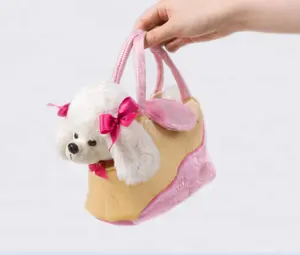 핸드백 운반대 부대에 있는 연약한 채워진 긴 견면 벨벳 분홍색 고양이 유니콘 개 장난감