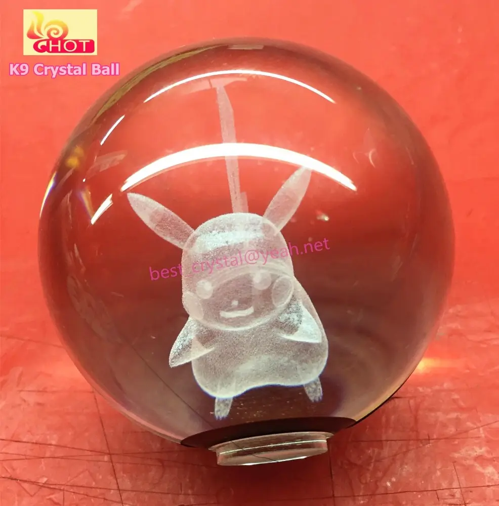 Bola de vidro cristal com 3d gravura a laser imagens dos desenhos animados
