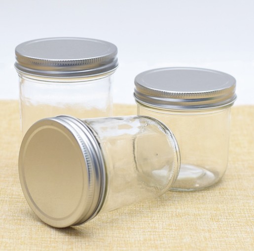 Haonai wide mouth glass mason jar/glass jar with metal lid/glass storage jar