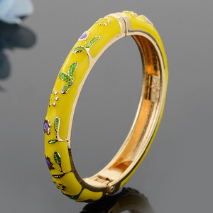Fabrik preis Chinesische Cloi sonne Porzellan Pfingstrose Emaille Armband Armreif für Frauen in Zink legierung Schmuck - Product Image 4