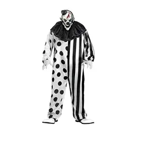 Volwassen Halloween Cosplay Killer Clown Kostuum Stippen Streep Griezelige Clown Jumpsuit