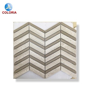 Mosaïque en marbre Calacatta <span class=keywords><strong>Chiara</strong></span> mélangée à des perles de nacre en forme <span class=keywords><strong>d</strong></span>'arête de poisson pour crédence murale et sol - Product Image 5