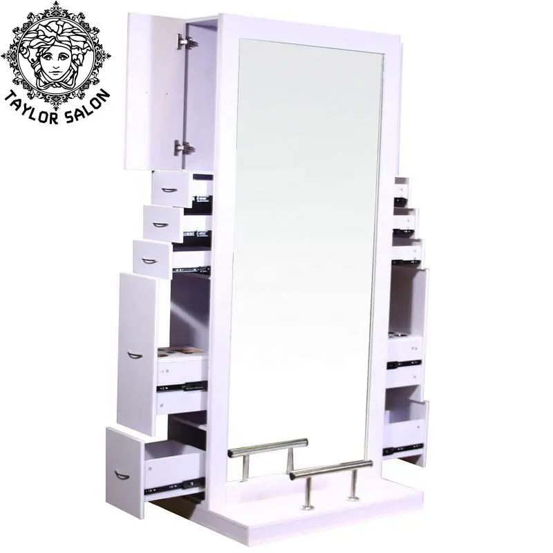 Salon Furniture Styling Station Equipment Large Barber Mirror Station Led Salon Mirror For Hair Stylist