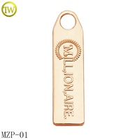 Tirette de fermeture éclair en alliage de zinc, estampillée, couleur argent, pour valises, sacs et vêtements, avec logo de designer