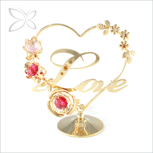 Figurine de cœur en cristal plaqué or Crystocraft Deluxe Special Love, décorée de cristaux taillés brillants, cadeau de mariage européen - Product Image 1