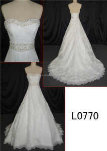 vestido <span class=keywords><strong>de</strong></span> novia blanco una línea <span class=keywords><strong>de</strong></span> cuentas <span class=keywords><strong>de</strong></span> encaje corsé corpiño - Product Image 1