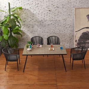 Mobilier d'extérieur décontracté pour la maison avec chaises en corde Ensemble table de <span class=keywords><strong>restaurant</strong></span> chaise de salle à manger en aluminium - Product Image 2
