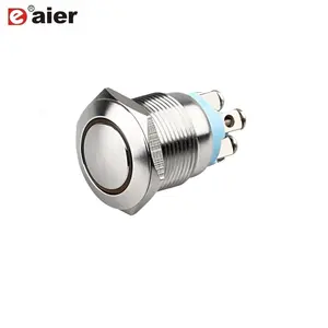 Anel iluminador momentâneo ip67, botão dome de metal 19mm, interruptor de botão à prova d' água