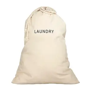 Customized drawstring washable cotton canvas laundry bag