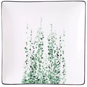 Hotsale décalque <span class=keywords><strong>de</strong></span> plantes western pas cher prix <span class=keywords><strong>grâce</strong></span> carré en vrac céramique chargeur plaque pour steak - Product Image 1