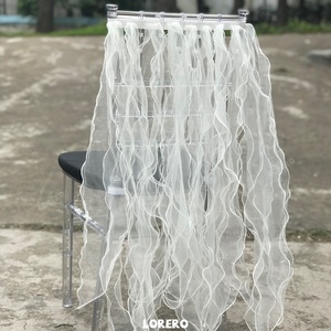 الجملة رومانسية الشيفون مطاطا كرسي الزفاف الديكور تيفاني غطاء مقعد كرسي الزنانير - Product Image 4
