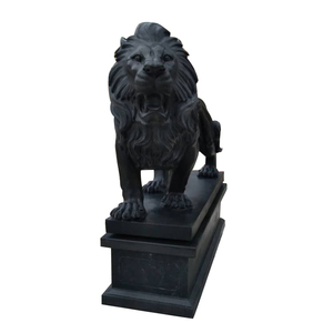 Plaza al aire libre manual de talla de mármol negro León estatuas del jardín - Product Image 1
