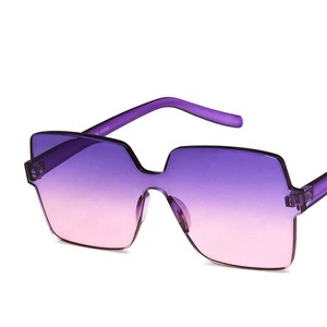 2019 không có vành khung Gradient màu trong suốt quá khổ PC ống kính thoải mái Kính mát thời trang - Product Image 1