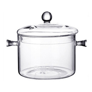 Marmite à soupe transparente en verre borosilicate de haute qualité, style américain, avec poignée et couvercle en verre, compatible gaz et induction, ensemble d'ustensiles de cuisson écologiques - Product Image 1