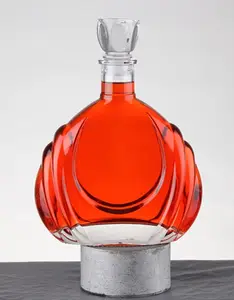 Çin üretimi 700ml düz alkollü açık brendi cam şarap şişesi özel likör ruhu satılık