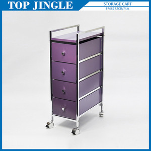 Organisateur de bureau à tiroirs étroits à 4 niveaux avec tube métallique carré Chariot à 4 roues en forme de rectangle - Product Image 2