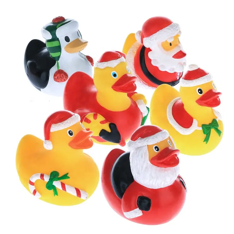 Mini pato flotante de baño barato personalizado, juguete de Navidad con tema de patos de goma