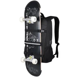 Multi Compartment Mission Bag Skateboard Backpack with Straps,USB,Headphone Hole