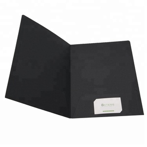 Wholesale Premium Personalized Logo Printed Black <strong>Card</strong> Paper A4 <strong>Folders</strong> With Two Pocket - Product Image 2