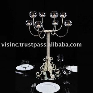 Candelabros de hierro de metal elegantes de 8 luces hechos a mano con portavelas para decoraciones para fiesta de boda Venta de tarros de velas de metal - Product Image 2