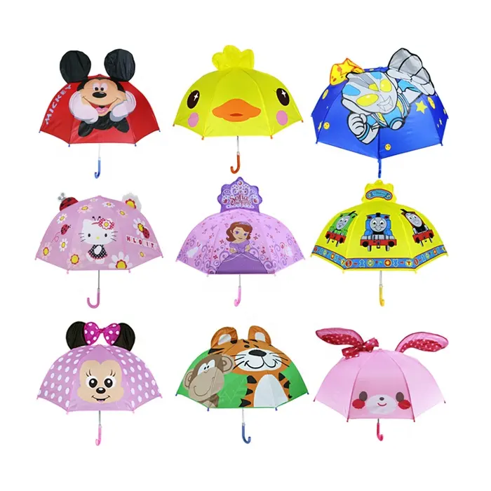 Venta al por mayor barato niños Animal impresión niños paraguas con patrón de dibujos animados personalizados