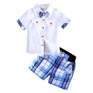 2 pezzi camicia a maniche corte + pantaloncini a quadri vestiti estivi per bambini set di vestiti per neonati - Product Image 5