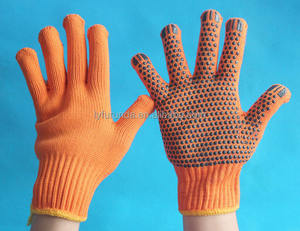Black cotton gloves utility PVC work gloves utility in the palm with Orange - Product Image 1