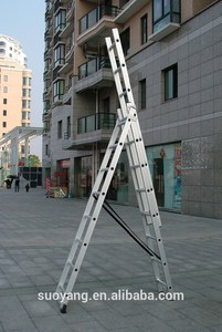 3* 9 Section Aluminium Telescopic Feature Combination <strong>Wall</strong> Mounted Extension <strong>Ladder</strong> - Product Image 5
