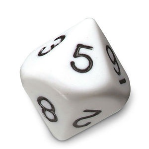 Dados poliedricos opacos de 10 caras de color blanco, numerados del 1 al 10 - Product Image 1