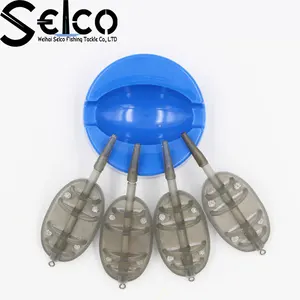 Selco-alimentador de pesca de carpa en línea, jaula alimentadora de plástico plano, juego de cebo Artificial para pesca