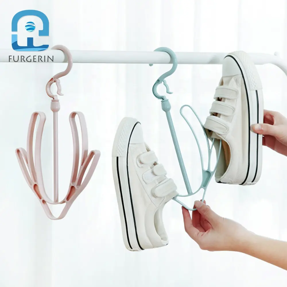 Shoes Drying Rack Plastic Hanging Storage Shelf Shoe Rack With 2 Hooks Socks Hanger For Shoe