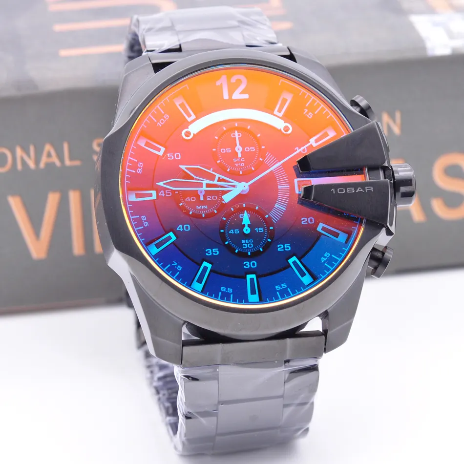 2019 군사 럭셔리 montres mens 새로운 원본 reloj 큰 다이얼 디스플레이 쿼츠 패션 dz 스틸 손목 시계