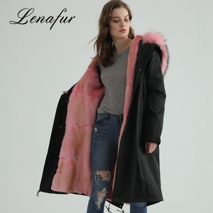 Rose Réel <span class=keywords><strong>De</strong></span> Fourrure <span class=keywords><strong>De</strong></span> Vison Doublure Fourrure <span class=keywords><strong>De</strong></span> Raton Laveur Col <span class=keywords><strong>De</strong></span> Fourrure Parka Manteau pour les Femmes - Product Image 2