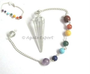 Hot Healing 7 Chakra Piedras Colgante Cristal Cuarzo Chakra Facetado Péndulos y Pulsera - Product Image 1